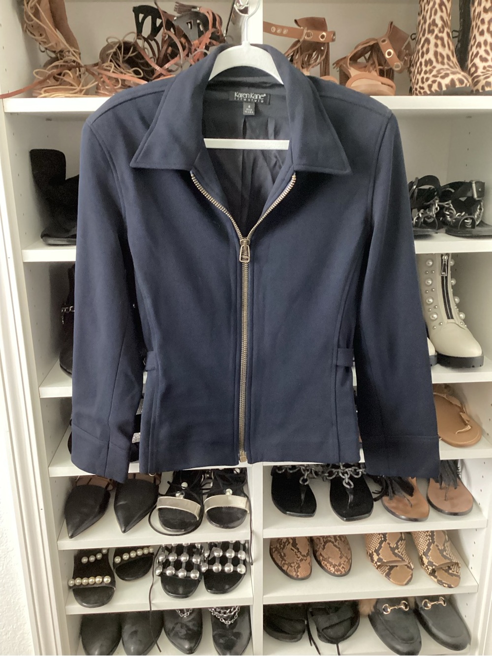 Karen Kane Navy Zip-Front Blazer